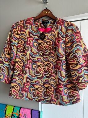FOCUS 2000 Psychedelic Agate Swing Jacket Mod 60s Style Dopamine Dressing
